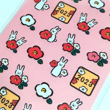 Load image into Gallery viewer, 2023 &quot;Hagaki deco seal&quot; (Camellia Rabbit) sheet sticker
