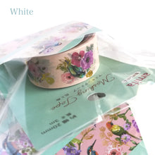 Charger l&#39;image dans la galerie, Masking tape, Washi tape &quot;Flower &amp; Bird&quot; (White/Coral)
