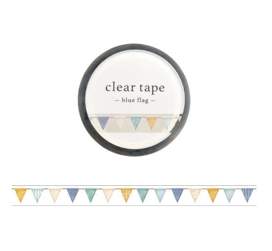 Clear Mat tape gold goil -blue flag/yellow gingham-