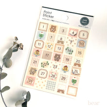 Load image into Gallery viewer, Point Sticker -Date- &quot;bear/flower&quot; washi sticker from Japan(GAIA)
